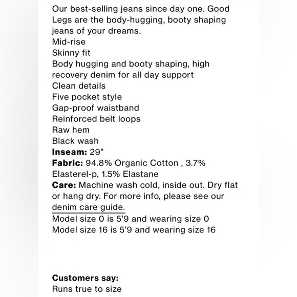 Good American Good Legs Skinny Diamond Jeans | 6 | Black001 | NWT - Picture 9 of 10